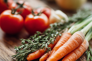 Fresh organic vegetables including, a Food & Drink Photo by MistyDay
