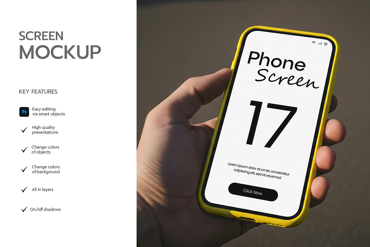 Hand Holding Smartphone Screen Mock, an Android Mockup by graphypix (Photo 2 of 4)