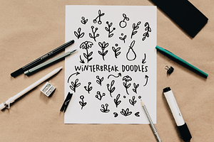 Winterbreak Font And Doodles Set