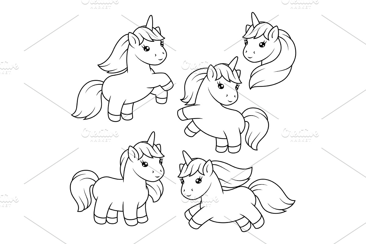 Set of unicorns., an Animal Illustration by incomible
