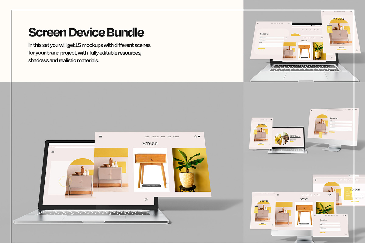 Laptop & Phone Screen Mockup Bundle, a Mac Mockup by Mego-studio (Photo 3 of 11)