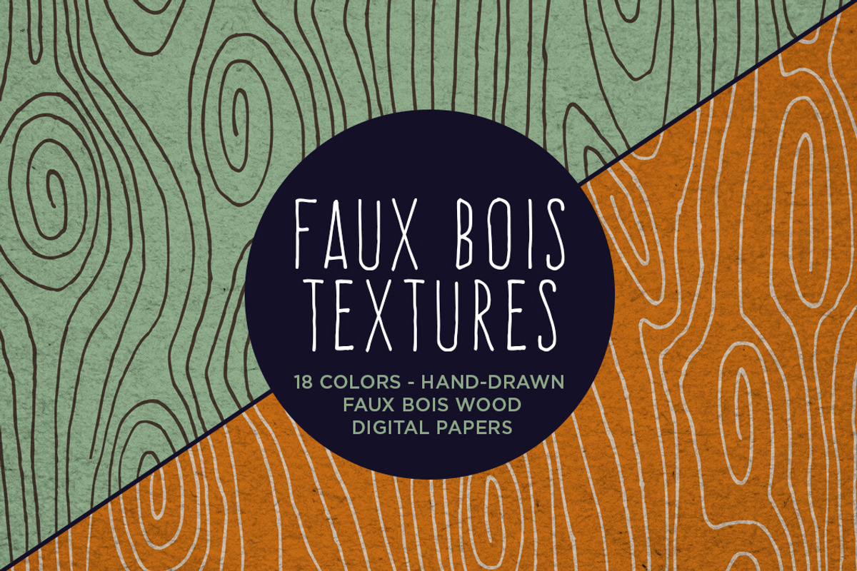 Faux Bois Wood Hand Drawn Patterns