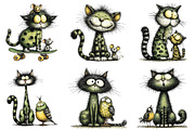 Quirky Cats Friendship Clipart, an Illustration by Craft Nest (Thumbnail 2 of 10)