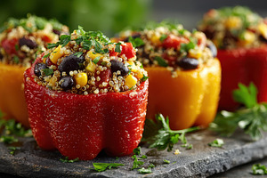 Quinoa Stuffed Bell Peppers Deliciou, a Photo by Pixeness Studio