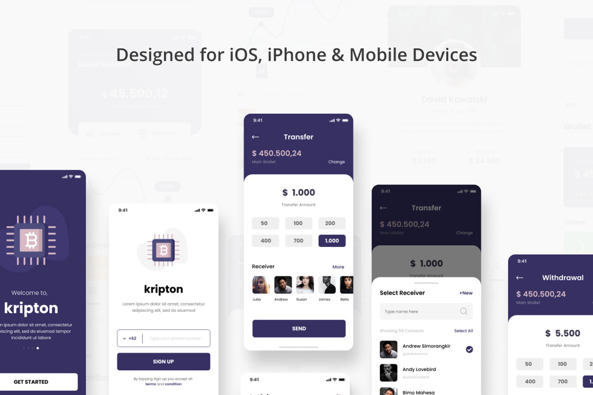Kripton - Crypto Wallet iOS App, an App Template by peterdraw (Photo 3 of 10)