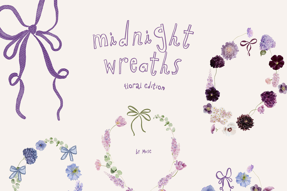 Midnight Botanica - Purple Flowers, a Decorative Illustration by Muse Artist (Photo 11 of 12)