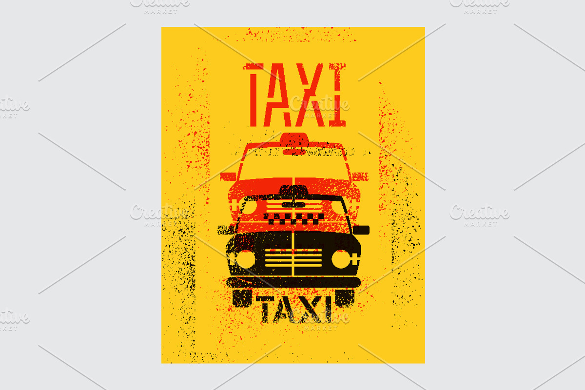 Taxi retro grunge vector poster set., a Transportation Illustration by PoPaShop (Photo 5 of 15)