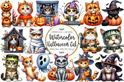 Halloween Cute Cat Clipart, an Illustration by OK Design (Thumbnail 1 of 5)