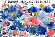 Watercolor Spring Flower Clipart, an Illustration by OK Design (Thumbnail 1 of 6)