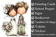 Whimsical Wedding Couple Clipart, a Seasonal Illustration by Canvas Craft (Thumbnail 3 of 4)