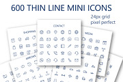 600 vector thin line mini icons set., an Outline Icon by Dacian Galea (Thumbnail 1 of 4)