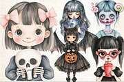 Whimsical Quirky Spooky Girl Clipart, an Illustration by Rose Art (Thumbnail 3 of 7)