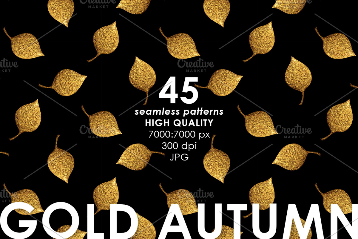 GOLD NATURE on black, a Pattern Graphic by xgart (Photo 1 of 6)