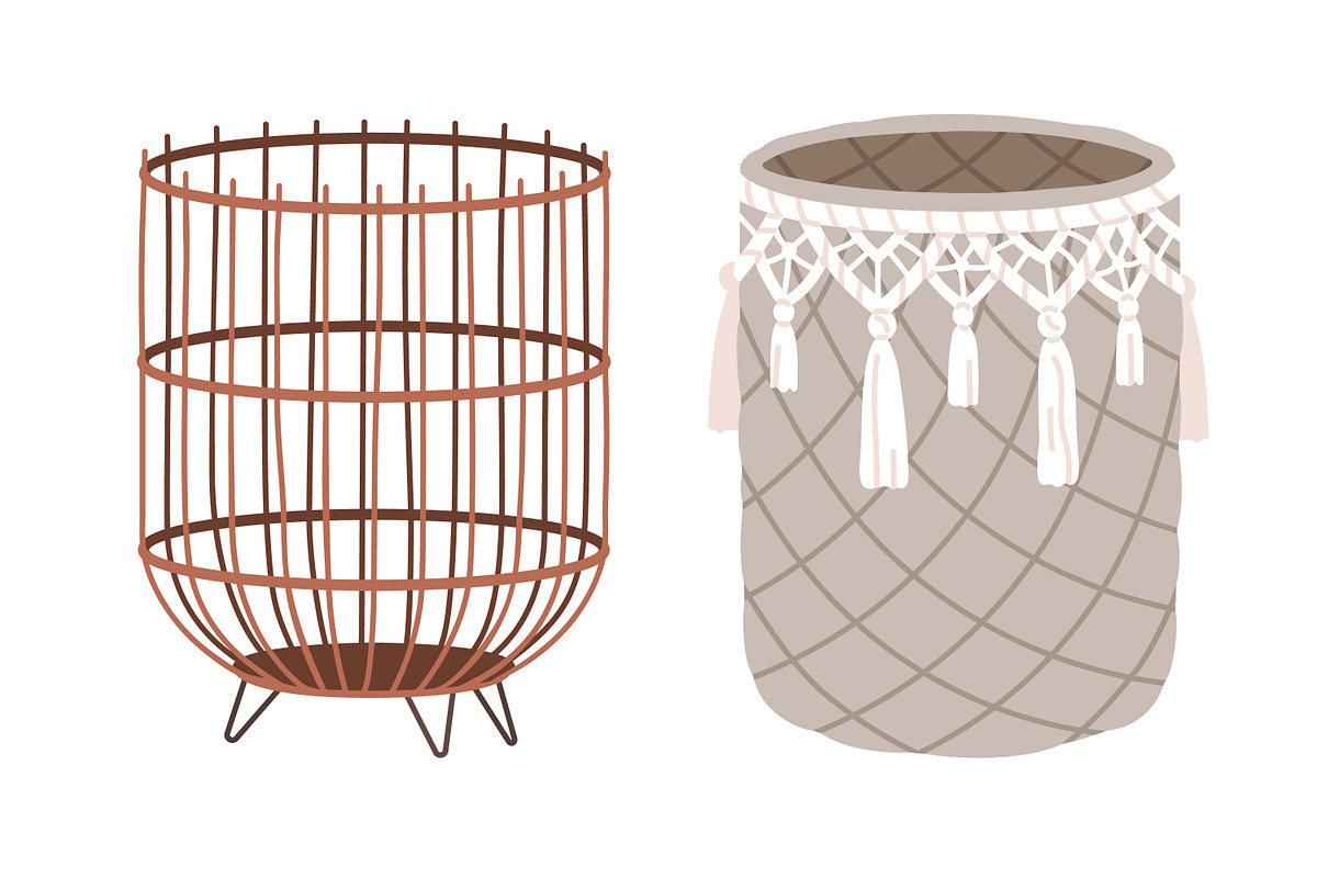 Modern wicker woven baskets set, an Object Illustration by Good Studio (Photo 2 of 7)