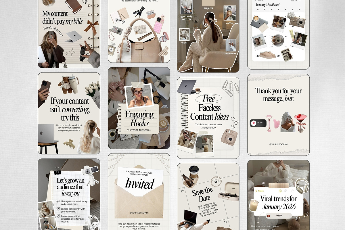 Coquette Instagram Template, a Social Media Template by ZenSocialDesigns (Photo 2 of 9)