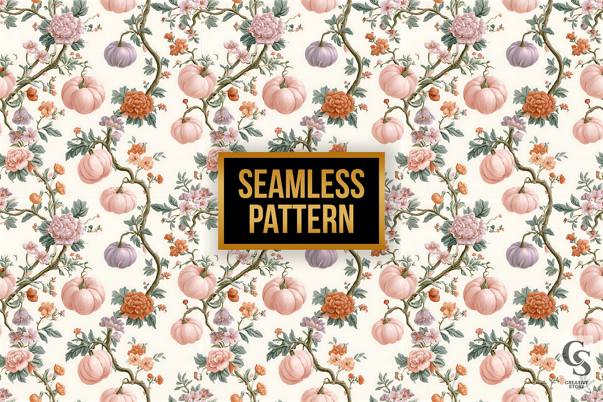 Pastel Fall Chinoiserie Pattern, a Pattern Graphic by Creative Store (Photo 4 of 5)