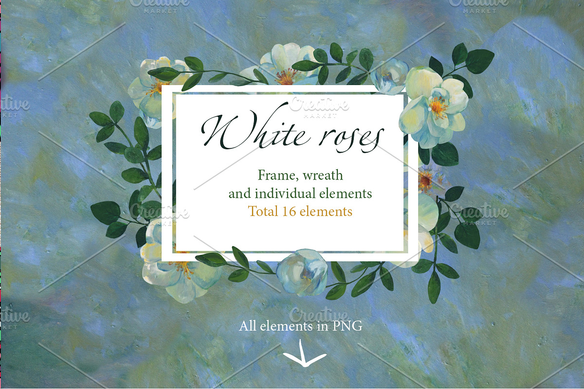 White roses. Hand painted floral set, a Pattern Graphic by olly87 (Photo 2 of 5)