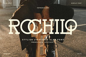 Rochilo - Stylish Slab Ligatures, a Slab Serif Font by Say Studio