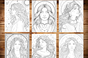 Celestial Tarot Card Coloring Pages, a Print Template by LA Design (Thumbnail 3 of 10)