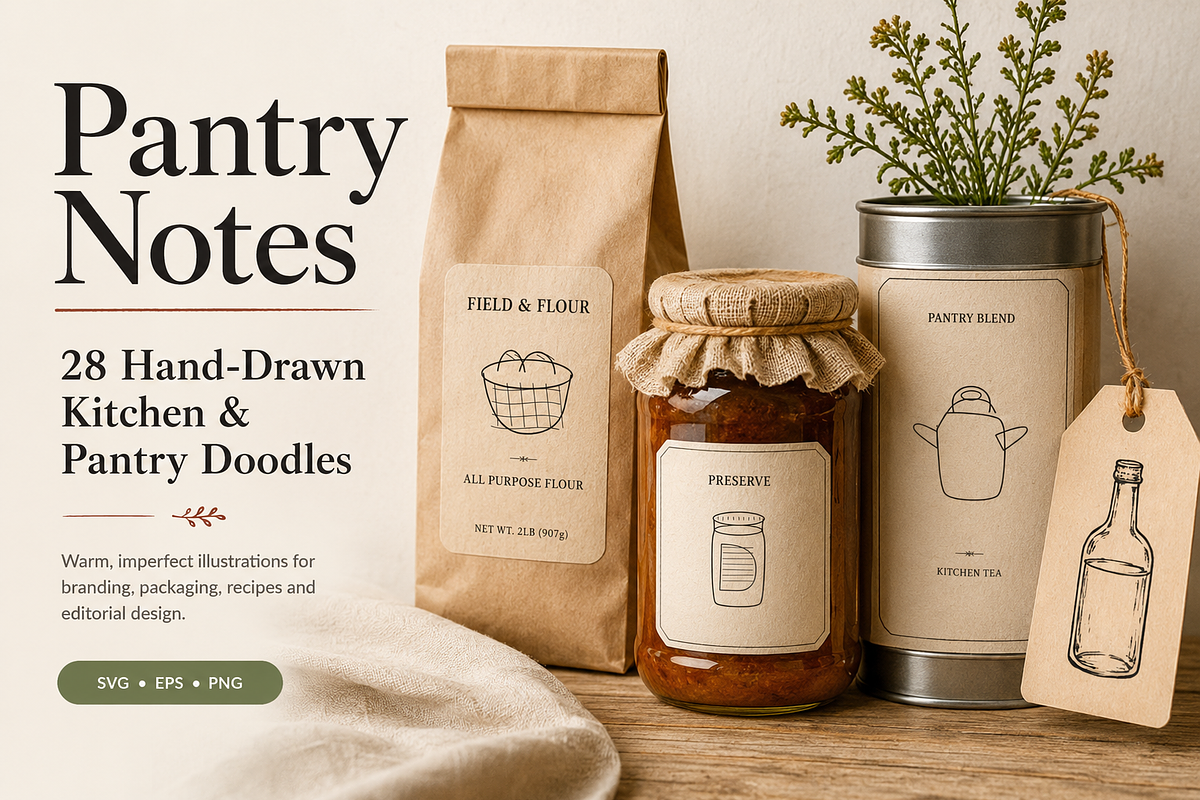 28 Hand-Drawn Kitchen Doodles, a Food Illustration by Designs24hr (Photo 1 of 9)