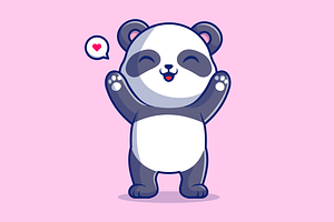 Cute Panda Raising Hand Cartoon Vect, an Animal Illustration by Catalyst Labs