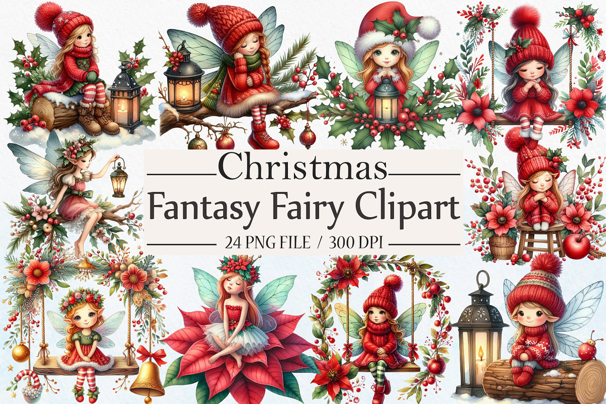 Fantasy Christmas Fairy Clipart Bund, an Illustration by Libby Wishes (Photo 1 of 6)