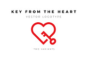 Vector logotype of heart with key, a Branding & Logo Template by Magda (Thumbnail 1 of 3)