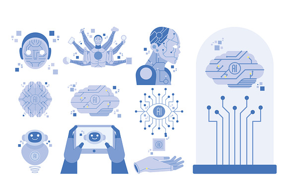 Futuristic AI Robots Illustration Se preview 2