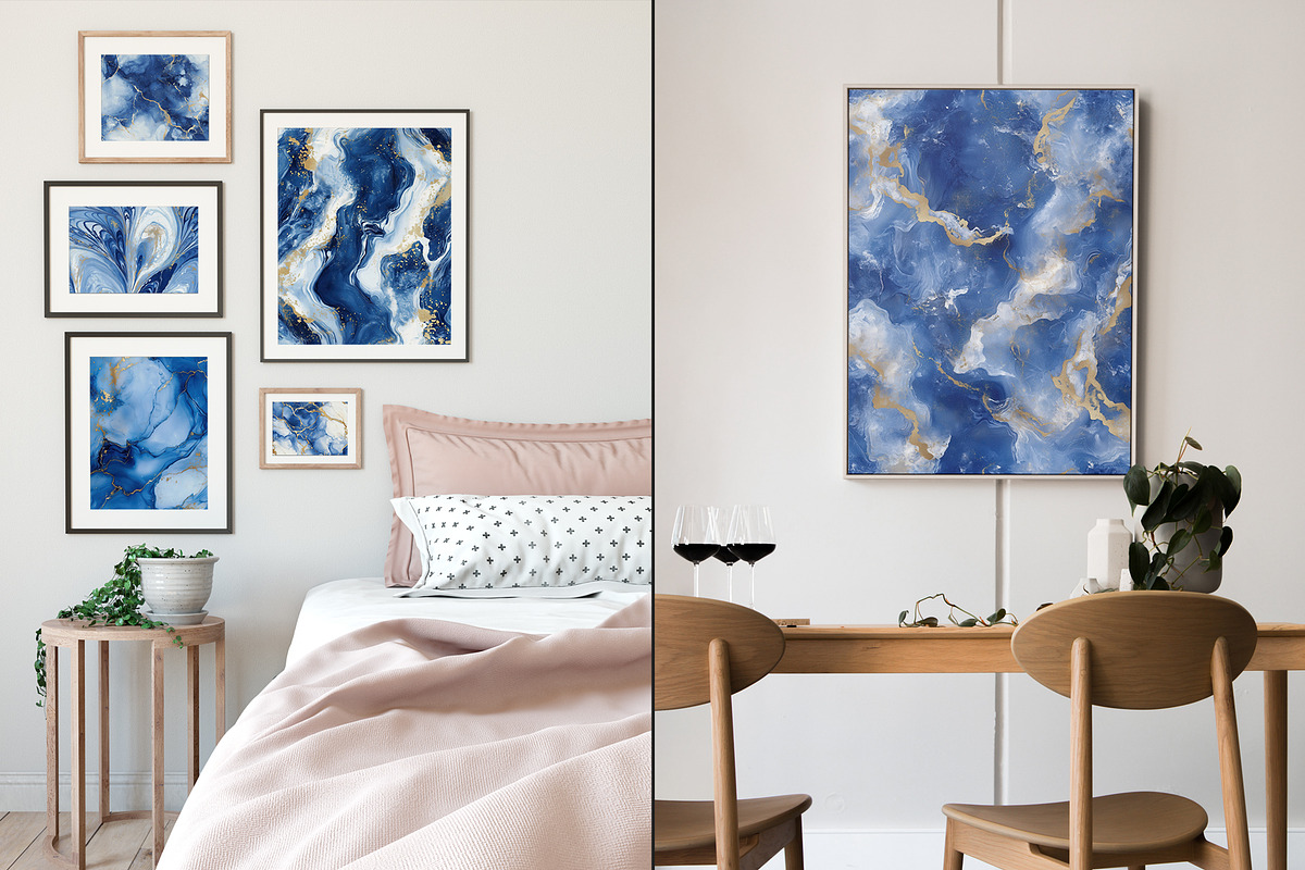 Abstract Fluid Illustration in Blue, a Decorative Illustration by Housui Patterns (Photo 4 of 9)