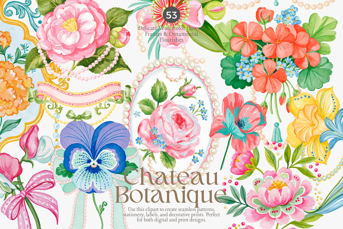 Chateau Botanique Clipart Set, a Decorative Illustration by Patishop Art (Photo 1 of 14)