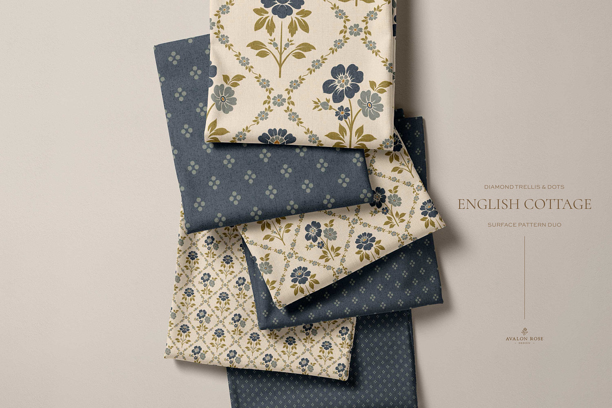 Vintage Blue Cottage Floral Patterns, a Pattern Graphic by Eclectic Anthology (Photo 4 of 16)