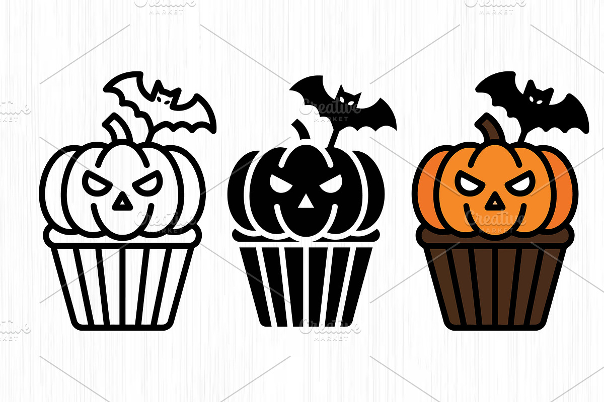Halloween Cupcake Vector Pack, an Object Graphic by Artonix (Photo 2 of 3)