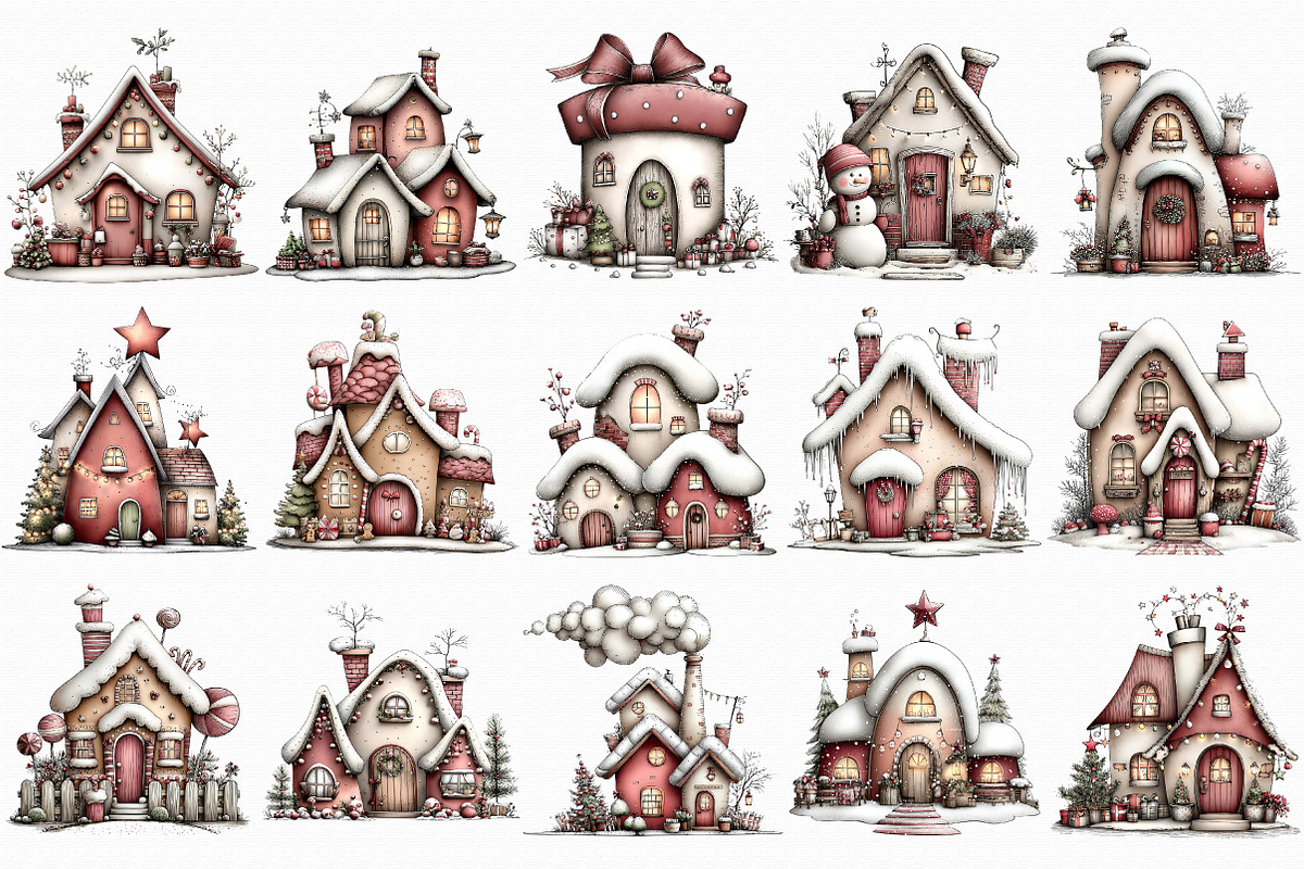 Whimsical Christmas House Clipart, an Illustration by Libby Wishes (Photo 2 of 7)