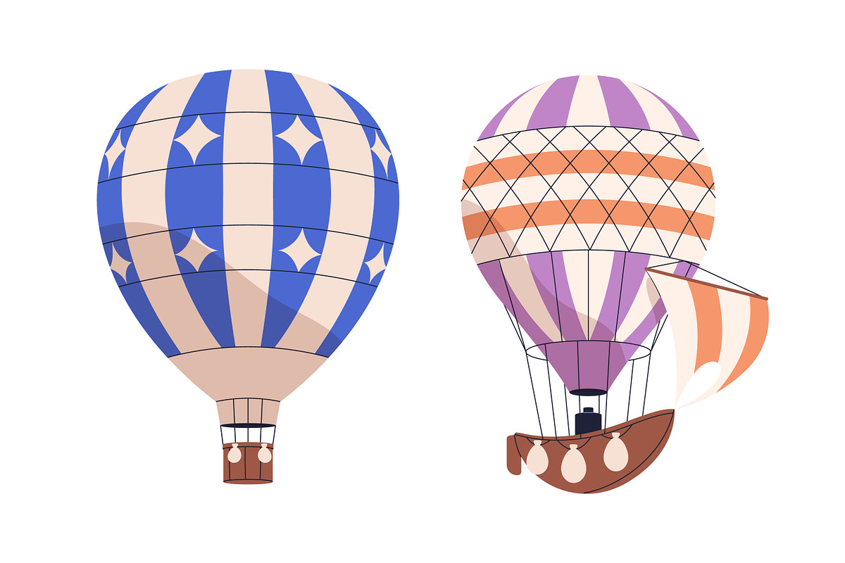 Hot air balloons for sky flying set, a Transportation Illustration by Good Studio (Photo 5 of 7)