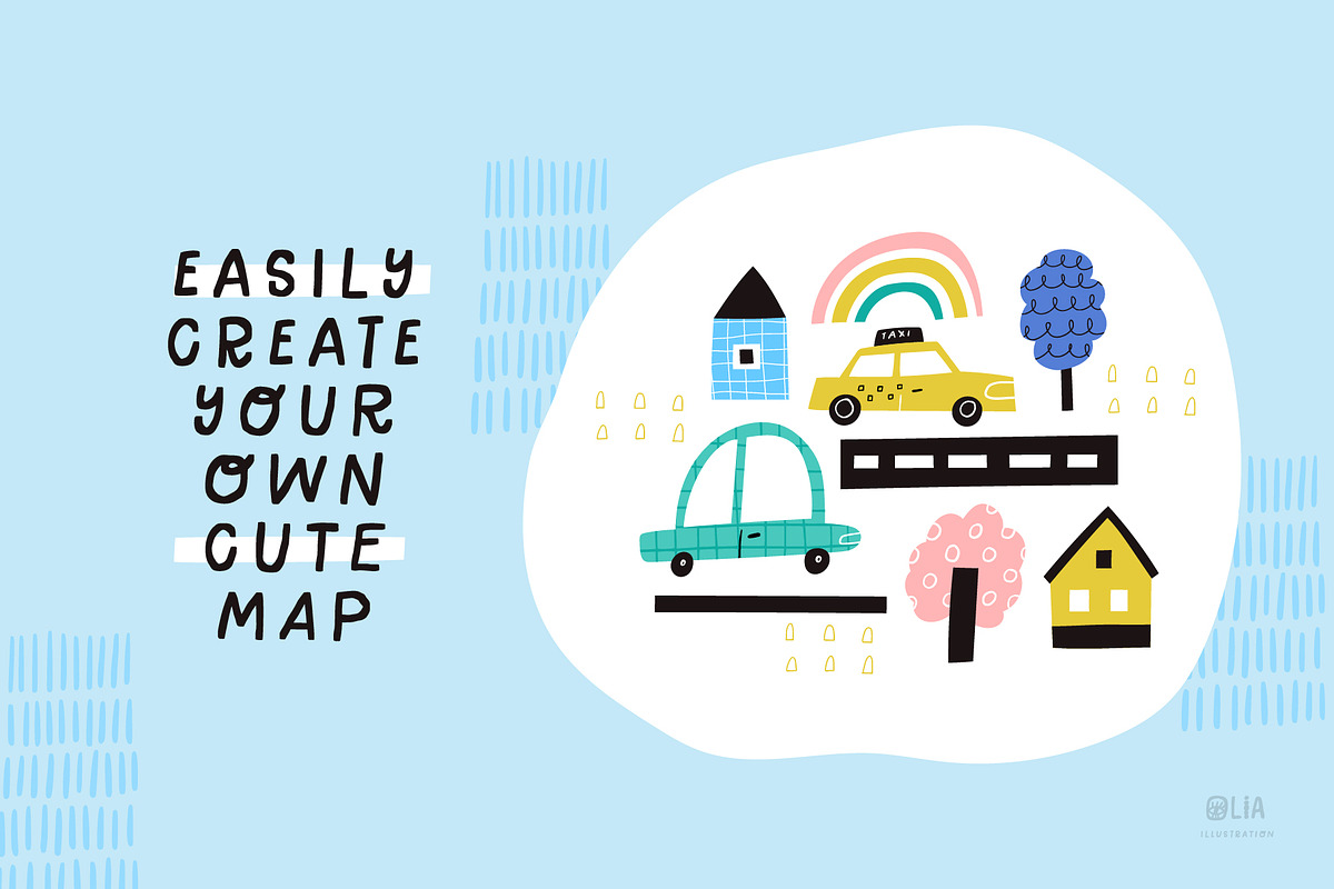 Cute Cars | Hand drawn clipart, a Transportation Illustration by Olia (Photo 7 of 11)