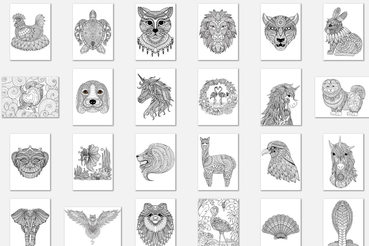 150 Animals Mandala Coloring Vector, an Animal Illustration by Blue Digital Studio (Photo 5 of 9)