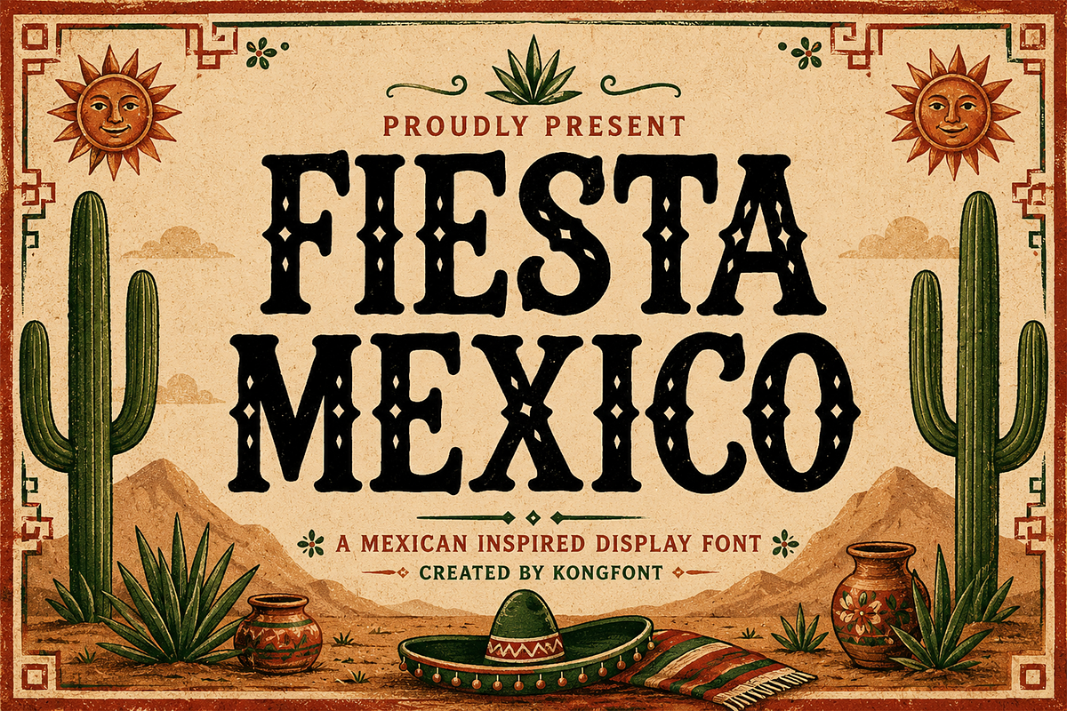 Fiesta Mexico - Mexican Display Font, a Serif Font by overlaytemplates (Photo 1 of 5)