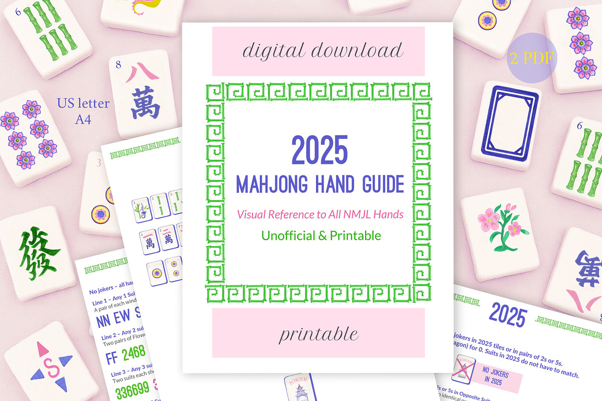 2025 Printable Mahjong Hand Guide, a Stationery Template by LABFcreations (Photo 1 of 3)