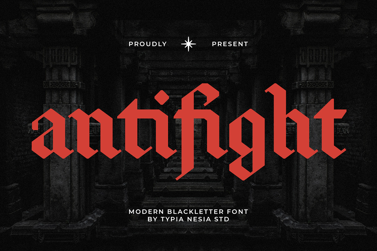 Antifight - Modern BlackletteR Font, a Blackletter Font by Typia Nesia (Photo 1 of 13)