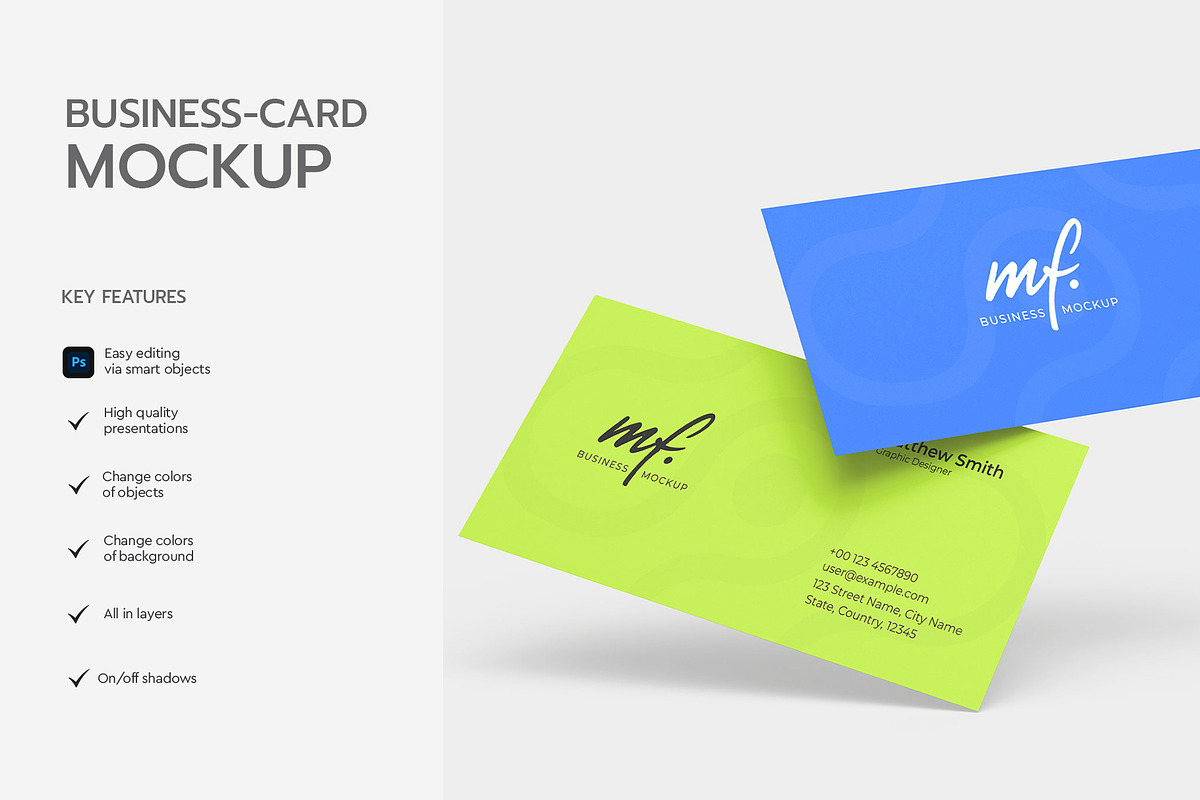 Modern Business Card Mockup Template, an Advertising Mockup by graphypix (Photo 2 of 4)