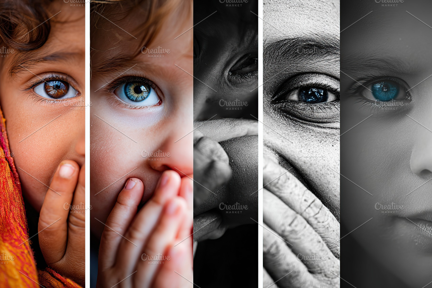 Diverse expressions of curiosity captured through children's eyes in unique por, a Background Photo by AlyaAnd