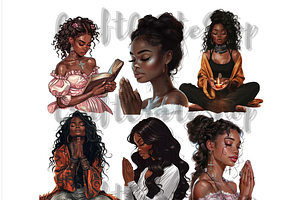 Praying Believers Black Girl Clipart