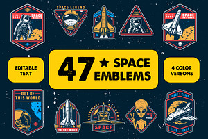 Vintage Space Emblems Set