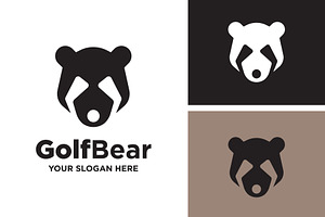 bear with stick and ball for golf, a Branding & Logo Template by funpixel