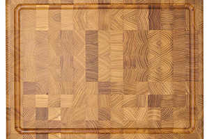Top down view of a rectangular wooden cutting board made of end, a Food & Drink Photo by ndanko