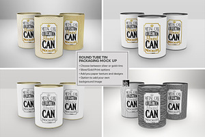 Round Tube Tin Packaging Mockup