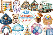 Watercolor Playroom Decor Clipart, an Illustration by DreamCafeArt (Thumbnail 1 of 7)