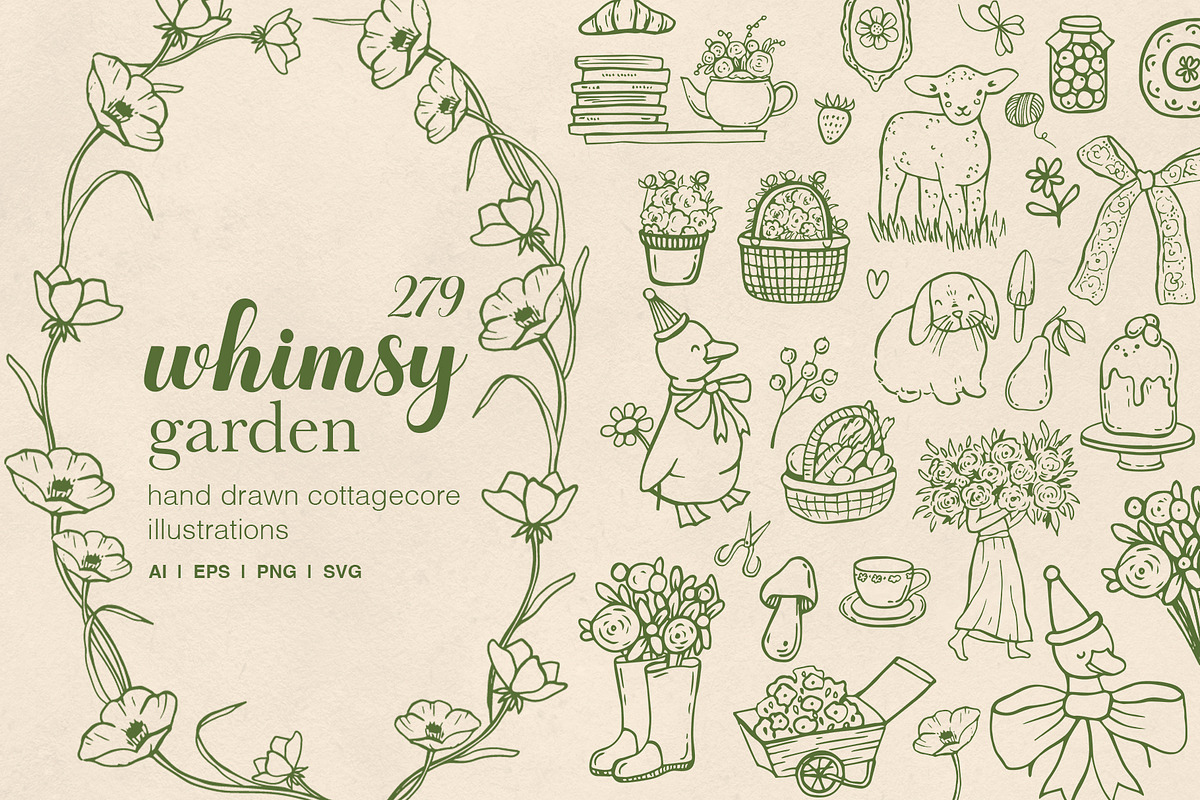 Whimsy Garden Cottagecore Set, a Seasonal Illustration by Art Dari Autumn (Photo 1 of 18)