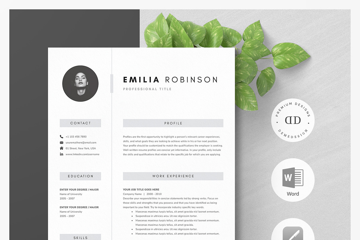 Word Resume & Cover Letter Template, a Resume Template by DemeDesign (Photo 1 of 6)