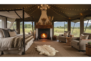 Luxury safari glamping tent interior, a Holiday Photo by Igor Tichonow